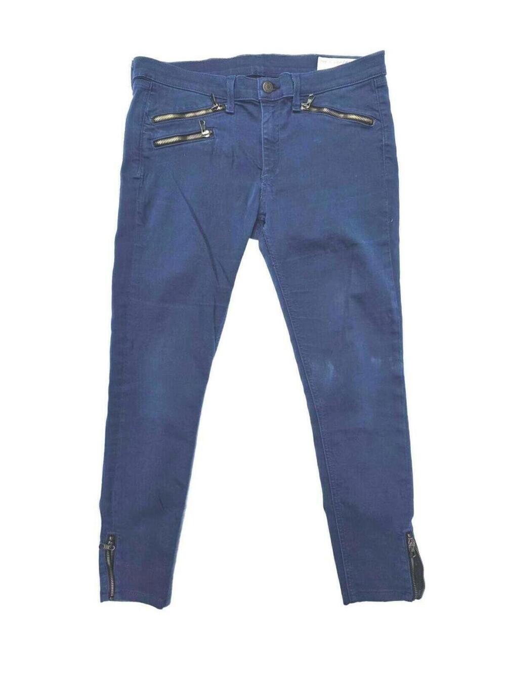 Rag & Bone Cadet Blue Moto Ankle Zip Skinny Jeans Size 31 x 25
